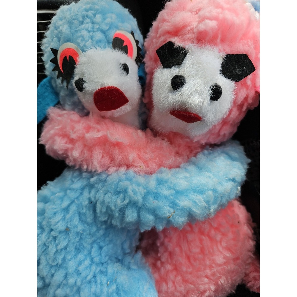 Vtg 1950s Hugging Easter Lambs 10" Plush Stuffed Animals